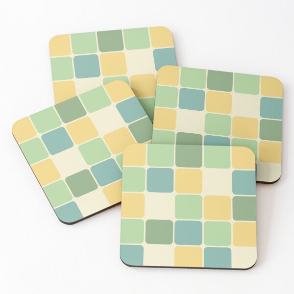 Item preview, Sage Gold Teal Turquoise Creme Mid Mod Squares Green Pattern Print Fun Funky  designed and sold by Shayna Westfall.