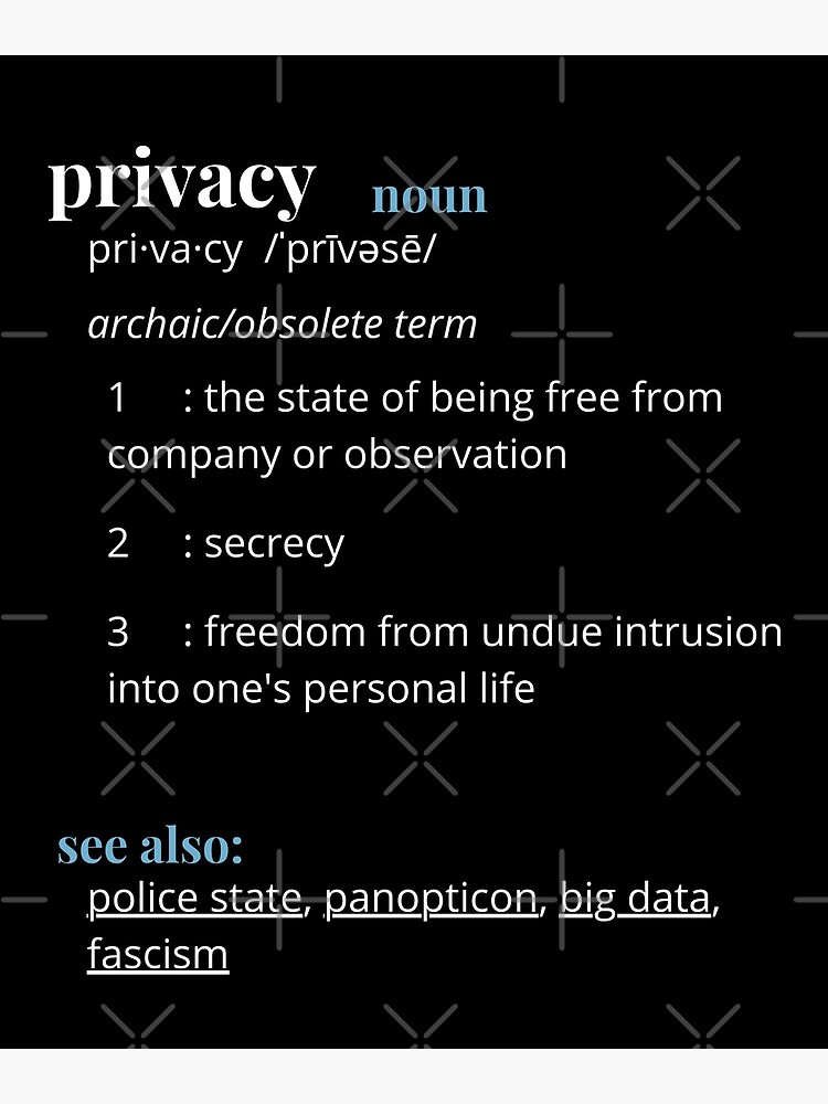 "Privacy (noun) Archaic/Obsolete definition" Poster for Sale by DastardLee Redbubble