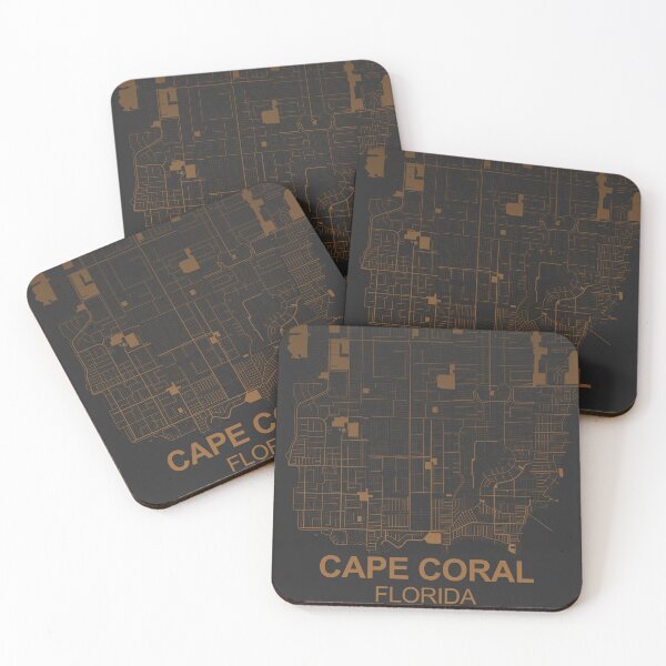 Item preview, Cape Coral coffee color Map Art Florida USA designed and sold by EpicMaps.