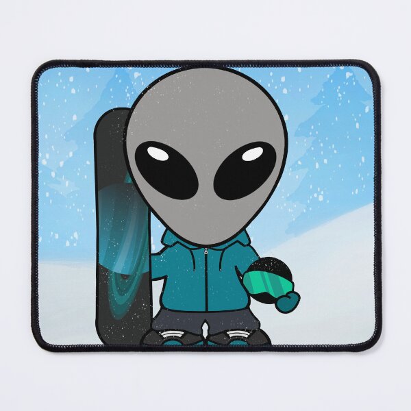 Item preview, Gray Alien in Snow With Snowboard designed and sold by SpaceAlienTees.