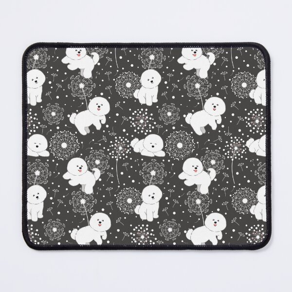 Item preview, Bichon Frise Dandelion Blowball Flowers - Gray Bakground designed and sold by Lulupainting.