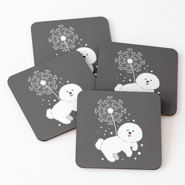 Item preview, Bichon Frise Dandelion Blowball Flowers - Gray Bakground designed and sold by Lulupainting.
