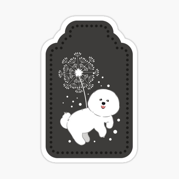 Item preview, Bichon Frise Dandelion Blowball Flowers - Gray Bakground designed and sold by Lulupainting.