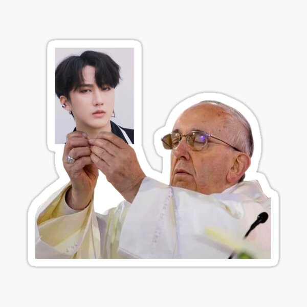 pope holding changbin Sticker