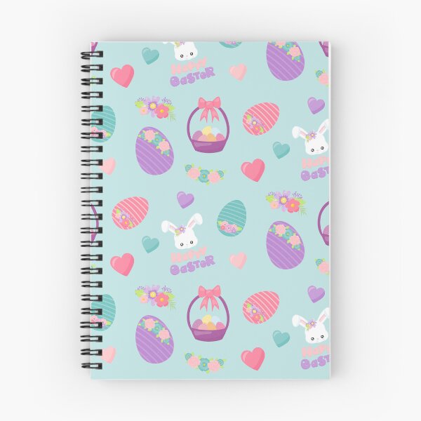 Item preview, Light Blue Happy Easter Bunny Rabbit Egg Basket Pattern designed and sold by ILLYL Creatives.
