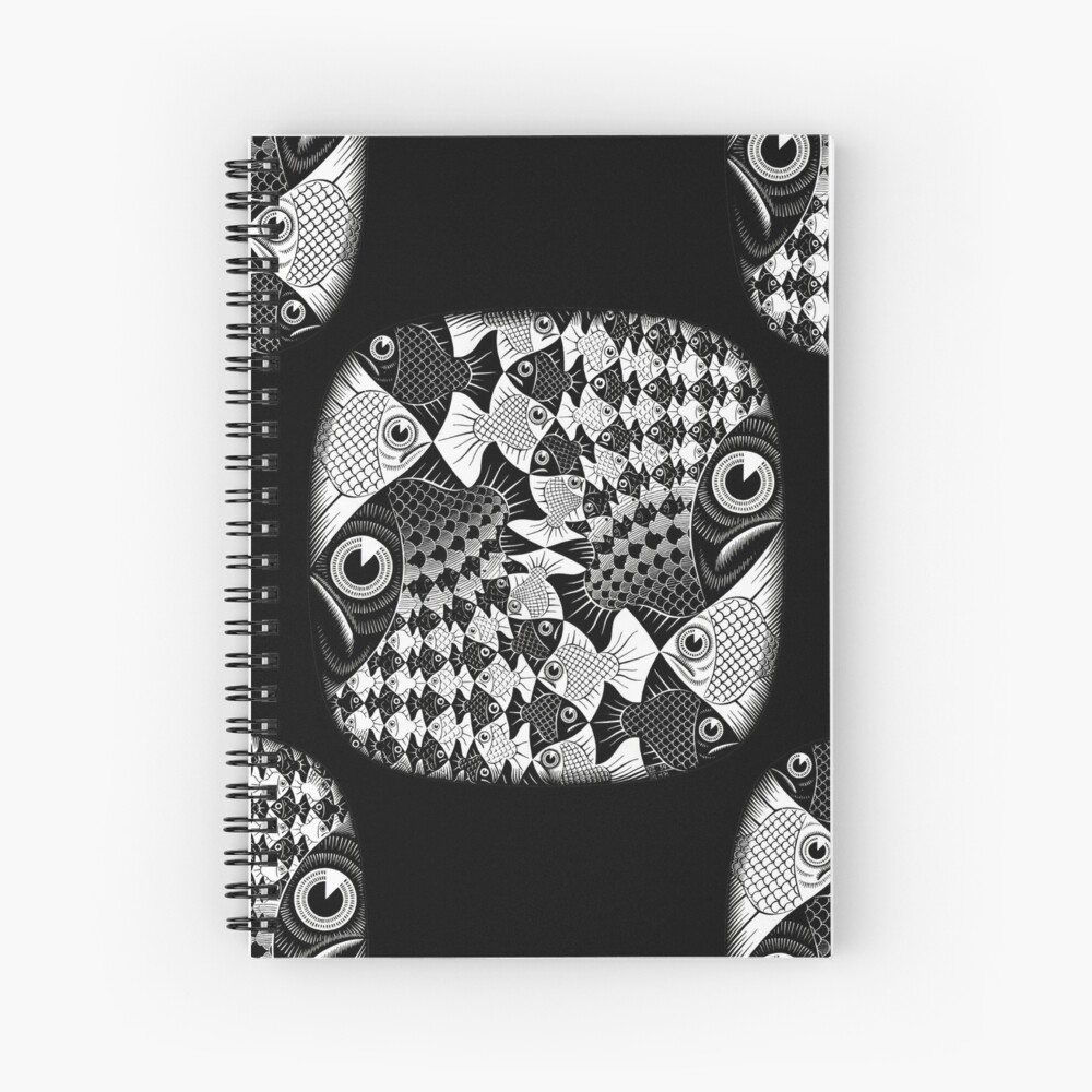 "The world of M.C. Escher, fish & scales" Spiral Notebook by