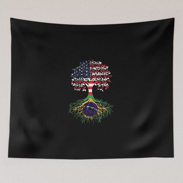 Item preview, Brazilian Roots American Grown Tree Flag designed and sold by denissebla.