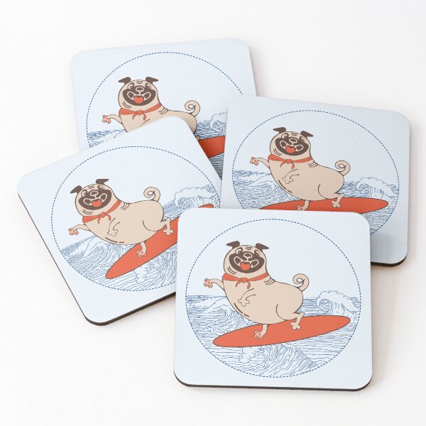 Item preview, Wave riding pug on surfboard designed and sold by CutieBlue.