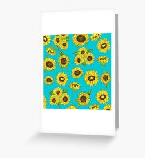 Grunge Sunflower Pattern Greeting Card