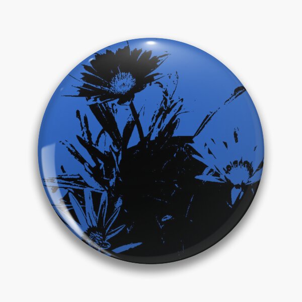 Item preview, 3 Gazanias Black and White Silhouette on blue designed and sold by DianeBP.