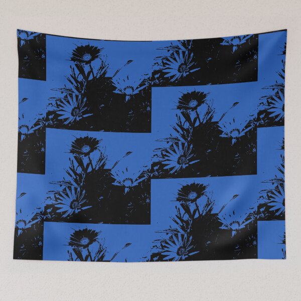 Item preview, 3 Gazanias Black and White Silhouette on blue designed and sold by DianeBP.
