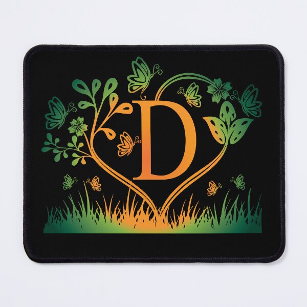 Item preview, Ornamental Letter D, Green And Yellow Butterfly And Rose, Gold Monogram Ornament designed and sold by PROMEN Creativity.