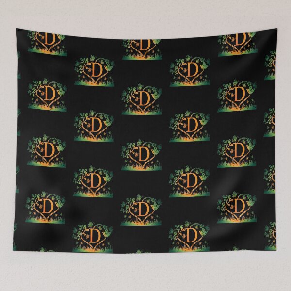 Item preview, Ornamental Letter D, Green And Yellow Butterfly And Rose, Gold Monogram Ornament designed and sold by PROMEN Creativity.