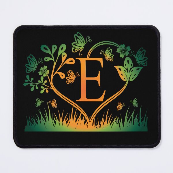 Item preview, Ornamental Letter E, Green And Yellow Butterfly And Rose, Gold Monogram Ornament designed and sold by PROMEN Creativity.