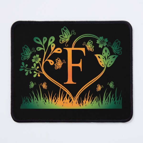 Item preview, Ornamental Letter F, Green And Yellow Butterfly And Rose, Gold Monogram Ornament designed and sold by PROMEN Creativity.