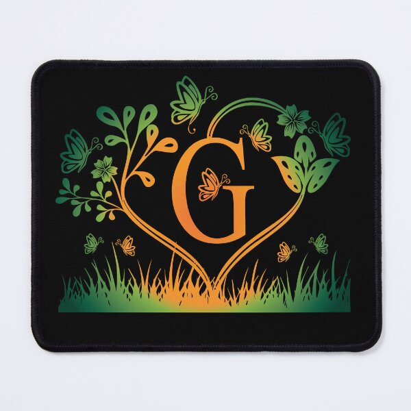 Item preview, Ornamental Letter G, Green And Yellow Butterfly And Rose, Gold Monogram Ornament designed and sold by PROMEN Creativity.