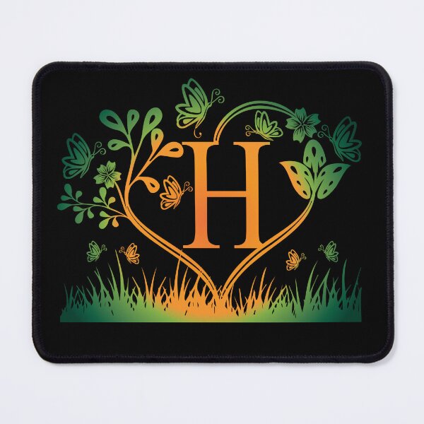 Item preview, Ornamental Letter H, Green And Yellow Butterfly And Rose, Gold Monogram Ornament designed and sold by PROMEN Creativity.