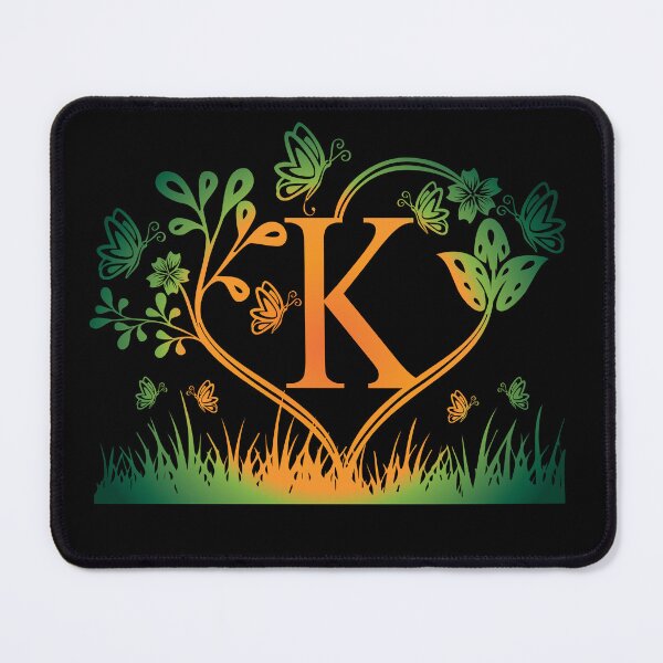 Item preview, Ornamental Letter K, Green And Yellow Butterfly And Rose, Gold Monogram Ornament designed and sold by PROMEN Creativity.