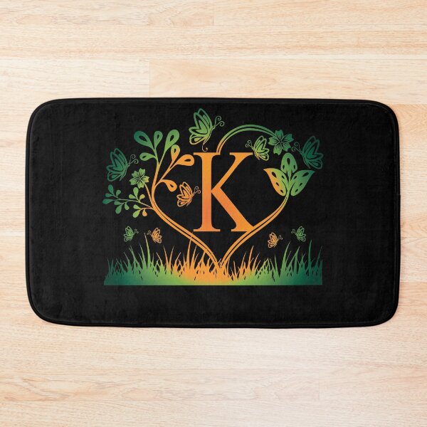 Item preview, Ornamental Letter K, Green And Yellow Butterfly And Rose, Gold Monogram Ornament designed and sold by PROMEN Creativity.