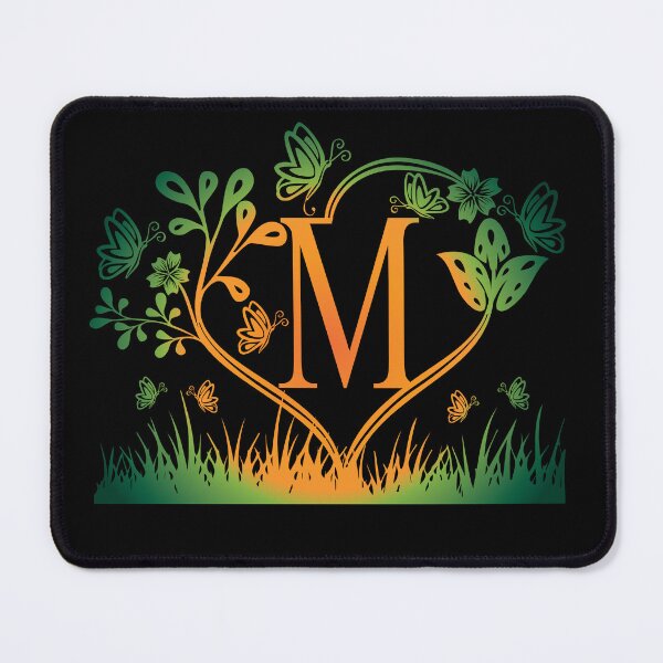 Item preview, Ornamental Letter M, Green And Yellow Butterfly And Rose, Gold Monogram Ornament designed and sold by PROMEN Creativity.
