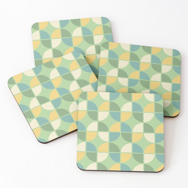 Item preview, Scandinavian Mid Century Modern Tulip Tulips Yellow Blue Gold Green Pattern Print Mid Mod Deco designed and sold by Shayna Westfall.