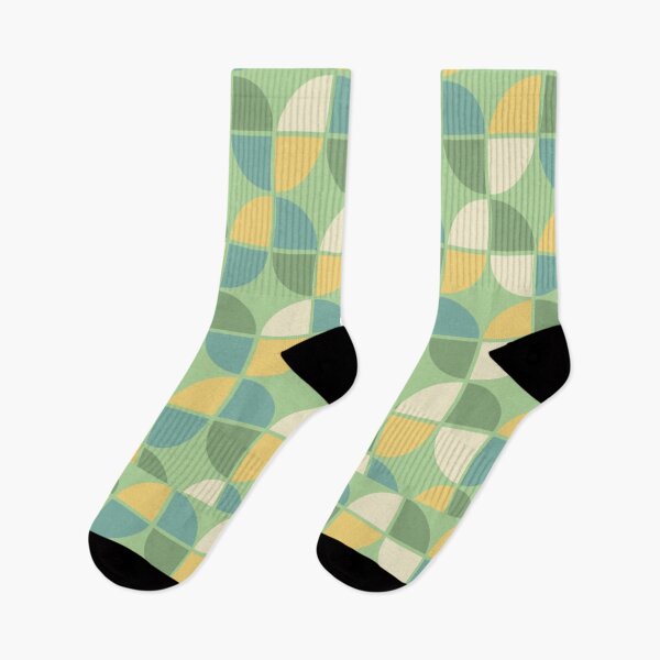 Item preview, Scandinavian Mid Century Modern Tulip Tulips Yellow Blue Gold Green Pattern Print Mid Mod Deco designed and sold by Shayna Westfall.
