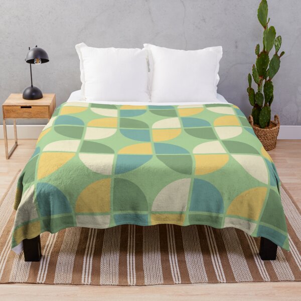 Item preview, Scandinavian Mid Century Modern Tulip Tulips Yellow Blue Gold Green Pattern Print Mid Mod Deco designed and sold by Shayna Westfall.