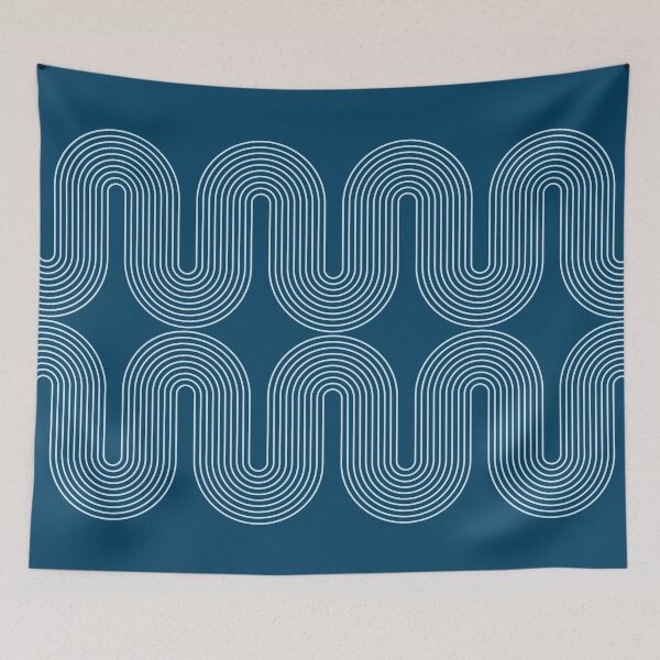 Item preview, Mid Century Modern Geometric 101 in Midnight Blue (Rainbow Abstract) designed and sold by nineFlorals.