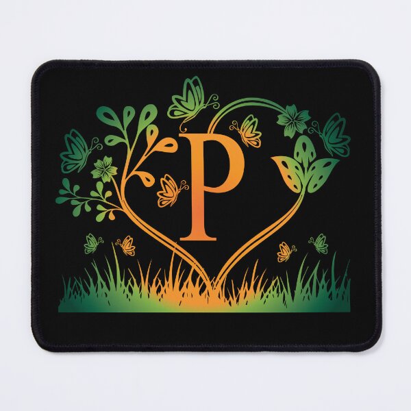 Item preview, Ornamental Letter P, Green And Yellow Butterfly And Rose, Gold Monogram Ornament designed and sold by PROMEN Creativity.