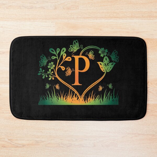 Item preview, Ornamental Letter P, Green And Yellow Butterfly And Rose, Gold Monogram Ornament designed and sold by PROMEN Creativity.