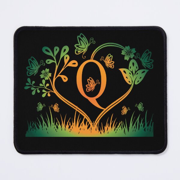 Item preview, Ornamental Letter Q, Green And Yellow Butterfly And Rose, Gold Monogram Ornament designed and sold by PROMEN Creativity.