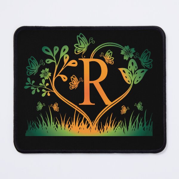 Item preview, Ornamental Letter R, Green And Yellow Butterfly And Rose, Gold Monogram Ornament designed and sold by PROMEN Creativity.