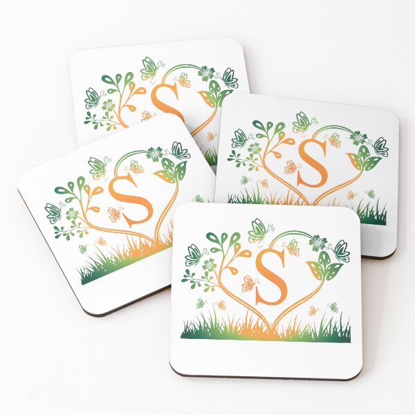 Item preview, Ornamental Letter S, Green And Yellow Butterfly And Rose, Gold Monogram Ornament designed and sold by PROMEN Creativity.