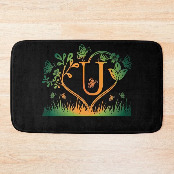 Item preview, Ornamental Letter U, Green And Yellow Butterfly And Rose, Gold Monogram Ornament designed and sold by PROMEN Creativity.