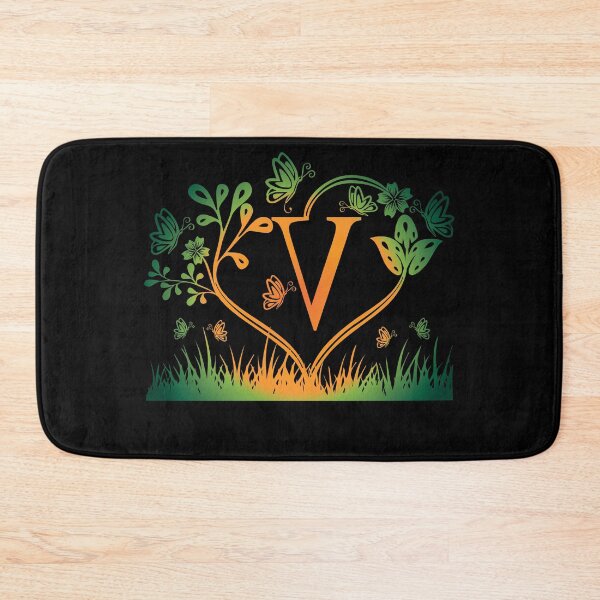 Item preview, Ornamental Letter V, Green And Yellow Butterfly And Rose, Gold Monogram Ornament designed and sold by PROMEN Creativity.
