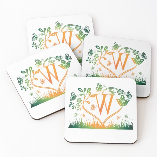 Item preview, Ornamental Letter W, Green And Yellow Butterfly And Rose, Gold Monogram Ornament designed and sold by PROMEN Creativity.