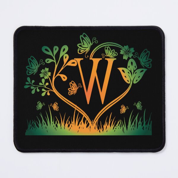 Item preview, Ornamental Letter W, Green And Yellow Butterfly And Rose, Gold Monogram Ornament designed and sold by PROMEN Creativity.