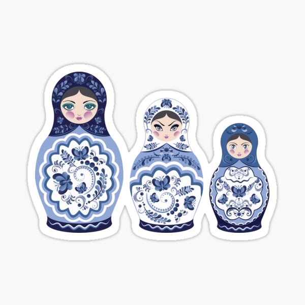 Item preview, Blue matryoshka doll family designed and sold by AnnArtshock.