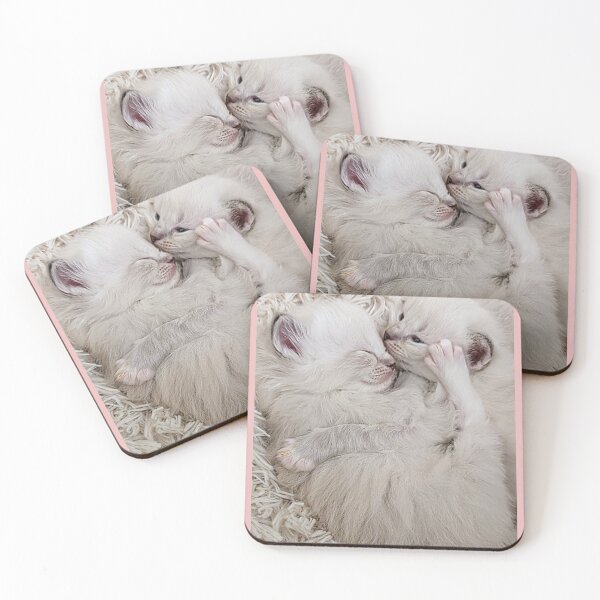 Item preview, Sweet ragdoll kittens kissing and cuddling in bed designed and sold by Fluffycat2020.