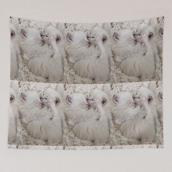 Item preview, Sweet ragdoll kittens kissing and cuddling in bed designed and sold by Fluffycat2020.