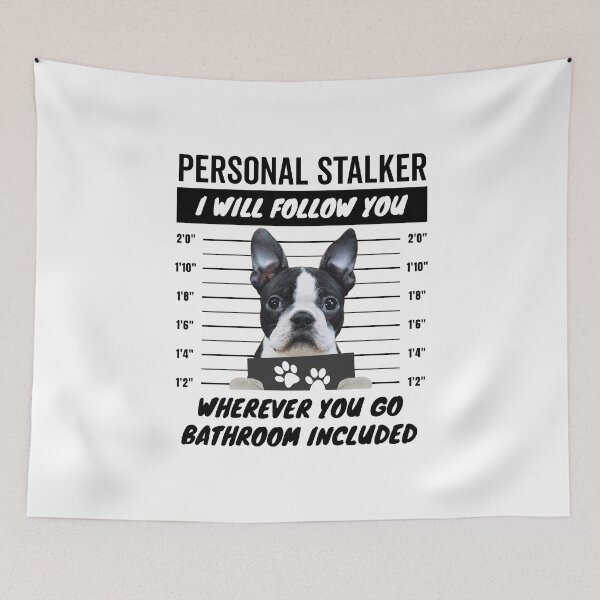 Item preview, Personal Stalker Dog – White Black Boston Terrier designed and sold by More Cute Dogs.