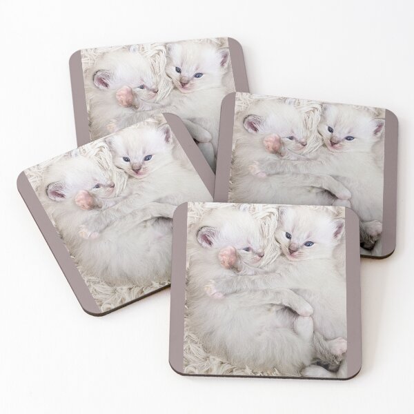 Item preview, Sweet ragdoll kittens kissing and cuddling in bed designed and sold by Fluffycat2020.