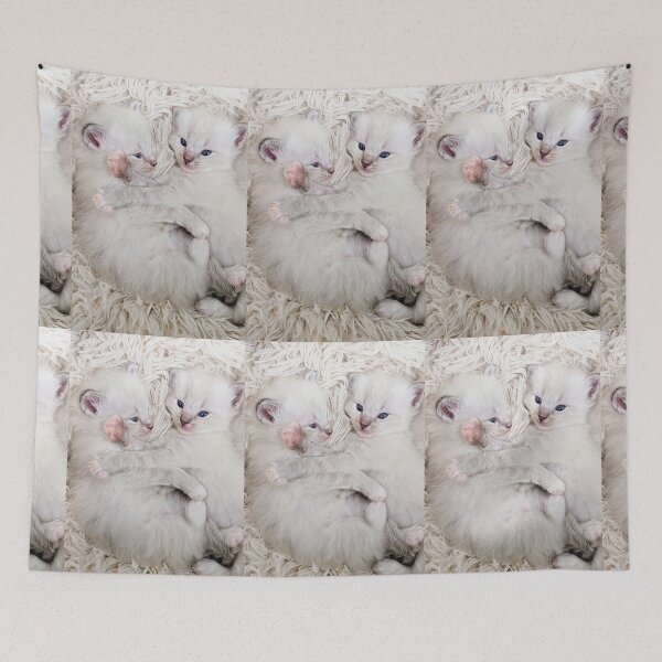 Item preview, Sweet ragdoll kittens kissing and cuddling in bed designed and sold by Fluffycat2020.