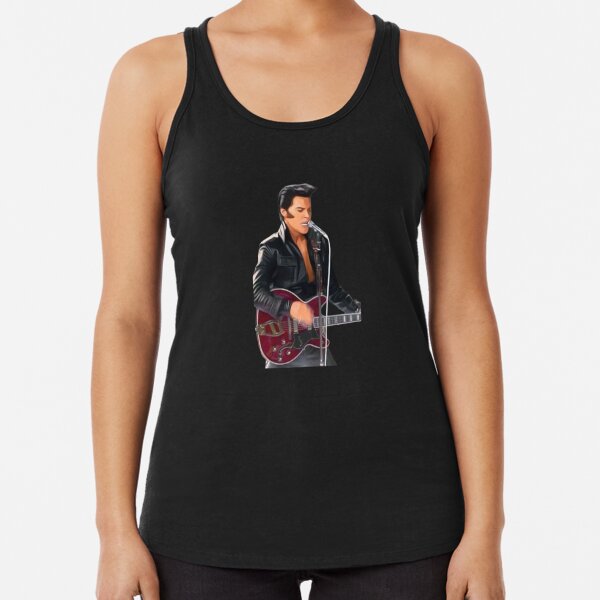 Elvis Presley Guitar In Hand Adult Tank Top T-shirt