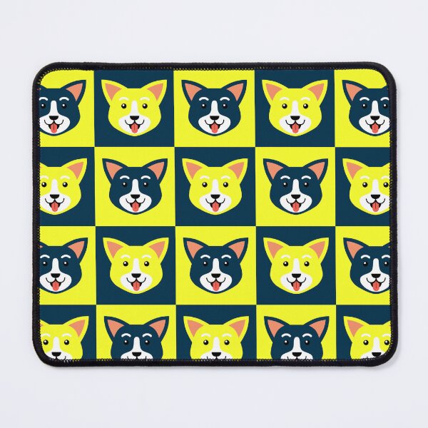 Item preview, Dog face patterns blue yellow designed and sold by CoolArtByMboya.