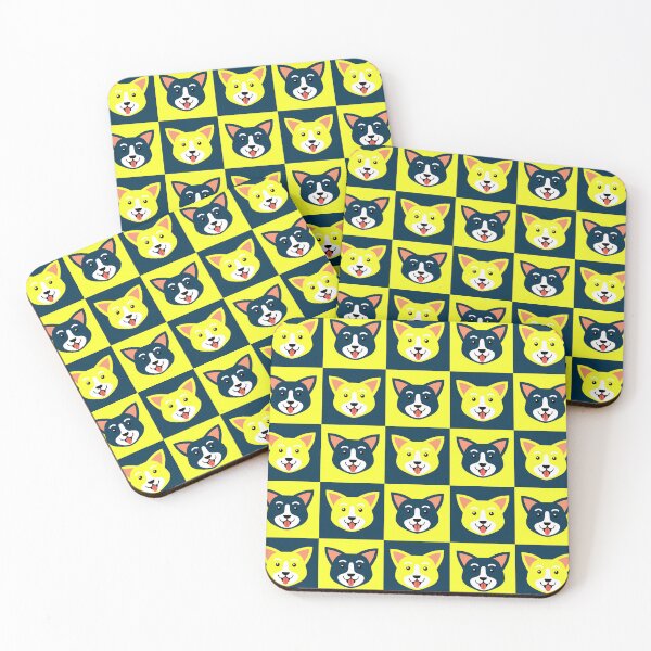 Item preview, Dog face patterns blue yellow designed and sold by CoolArtByMboya.