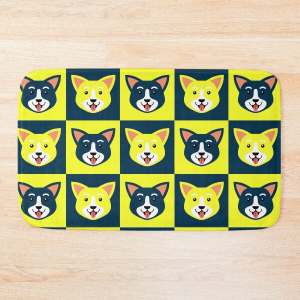 Item preview, Dog face patterns blue yellow designed and sold by CoolArtByMboya.