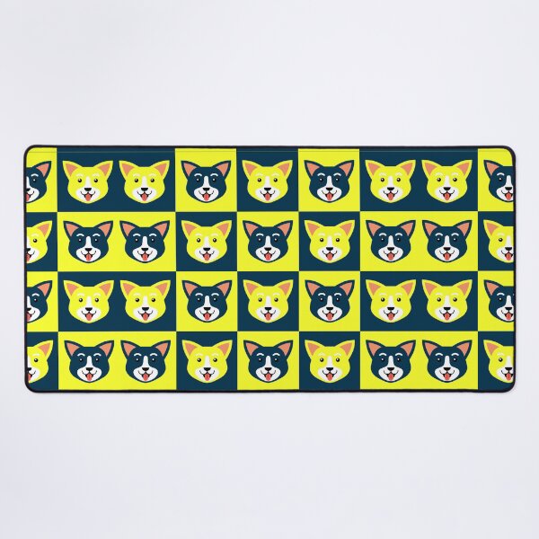 Item preview, Dog face patterns blue yellow designed and sold by CoolArtByMboya.