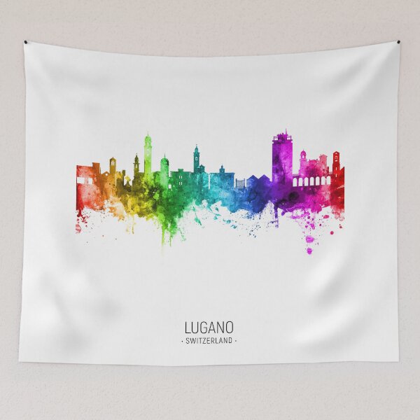 Item preview, Lugano Switzerland Skyline designed and sold by ArtPrints.