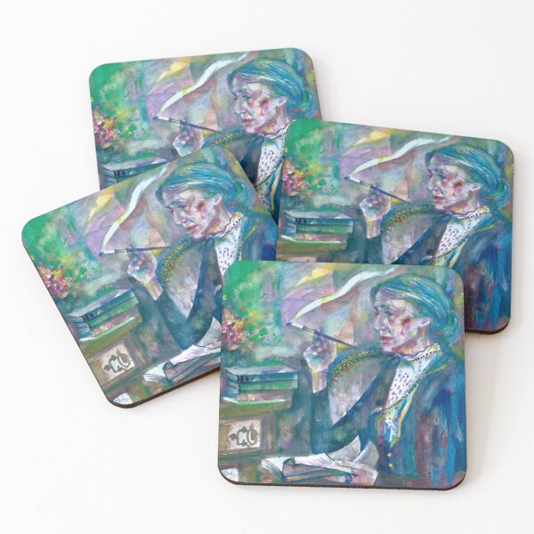 Item preview, VIRGINIA WOOLF in her studio - watercolor portrait designed and sold by lautir.